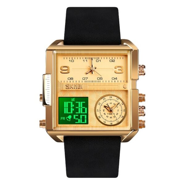 Ψηφιακό/αναλογικό ρολόι χειρός - Skmei - 1584 - Gold Leather