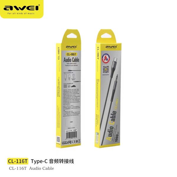 Audio Cable - Typec -Jack 3.5mm - CL -116T - AWEI - 887783 - Image 4