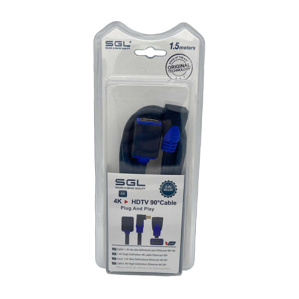 HDMI Corner Cable - 90 ° - 1592FC - MALE/FEMALE - 1.5m - 095240