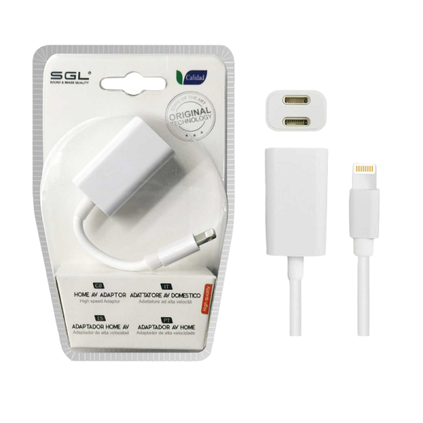 Adapter for iOS - Lightning Male in Dual Lightning Female - T61 - 096063