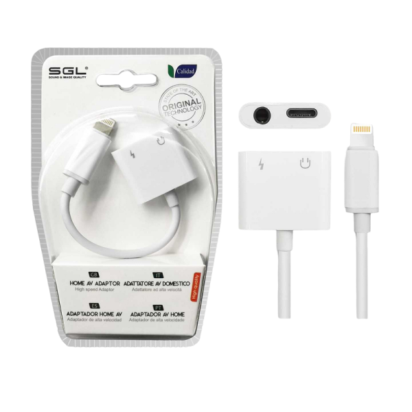 Adapter for iOS 2in1 - Lightning at Jack & Charging Exit - T57 - 096087