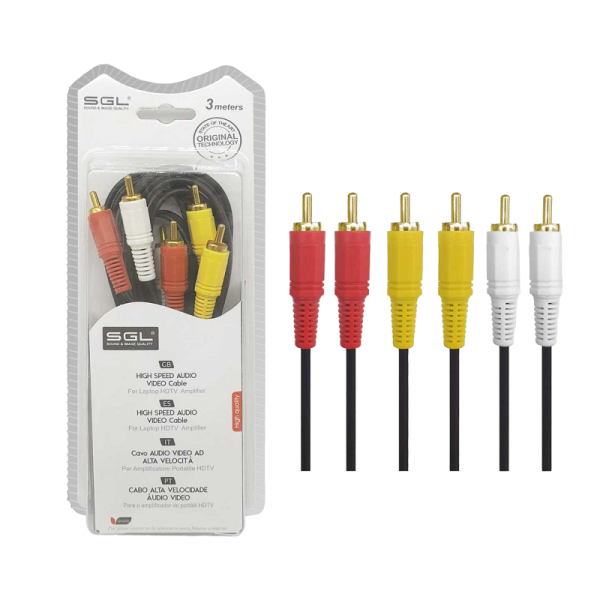 RCA Call - 306A - 3xrca Male/3xrca Male - 3M - 096100
