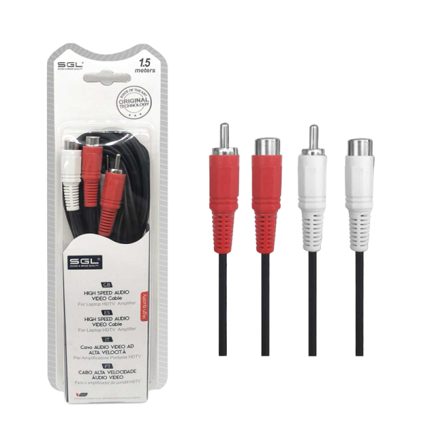 RCA signal cable - 1546 - 2xrca M -F/2xrca M -F - 1.5m - 096223