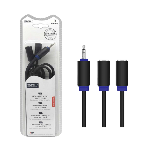 JACK Audio Cable 3.5mm - A1528 - Male/2xfemale - 3M - 096278