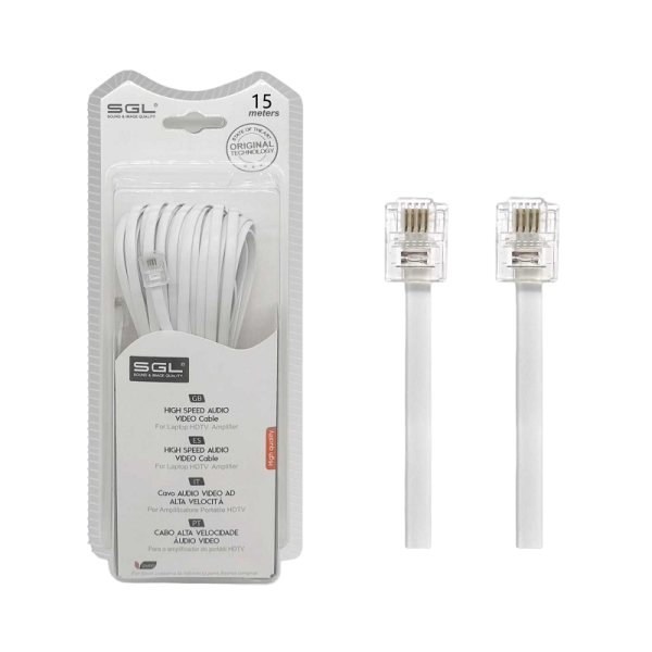 PLETE Phone Line Cable - 6p4C - 15m - 097039