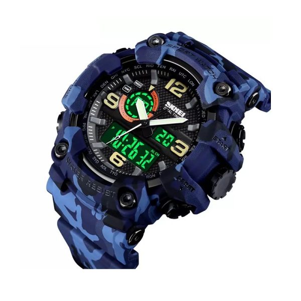 Digital/Analog Handmade Watch - Skmei - 1520 - Army Blue
