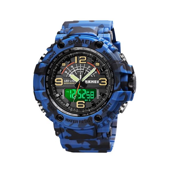 Digital/Analog Handmade Watch - Skmei - 1617 - Army Blue