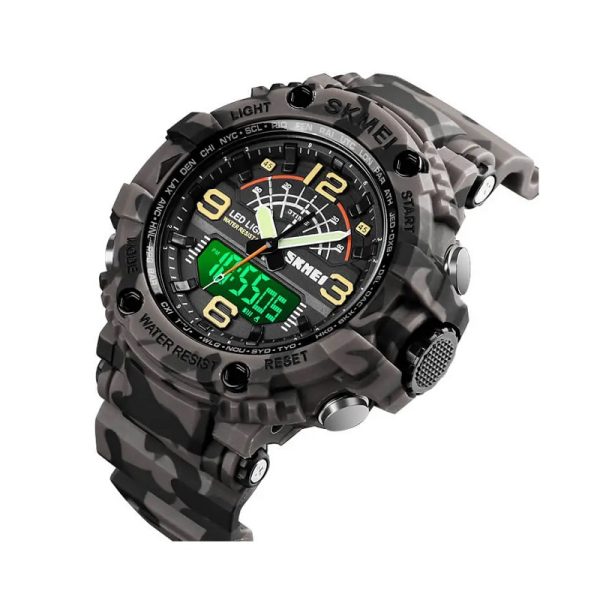 Digital/Analog Handmade Watch - Skmei - 1617 - Army Gray