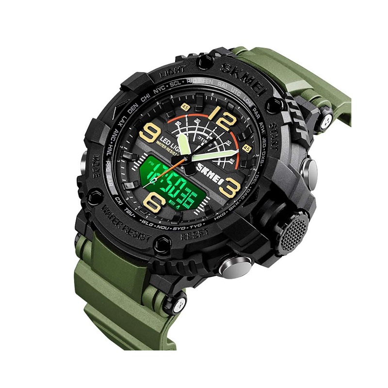 Ψηφιακό/αναλογικό ρολόι χειρός – Skmei – 1617 – Green Κωδικός: 216177_green