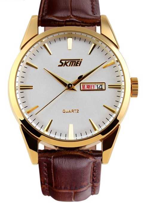 Αναλογικό ρολόι χειρός – Skmei – 9073 – Brown/Gold Κωδικός: 290733_brown_gold