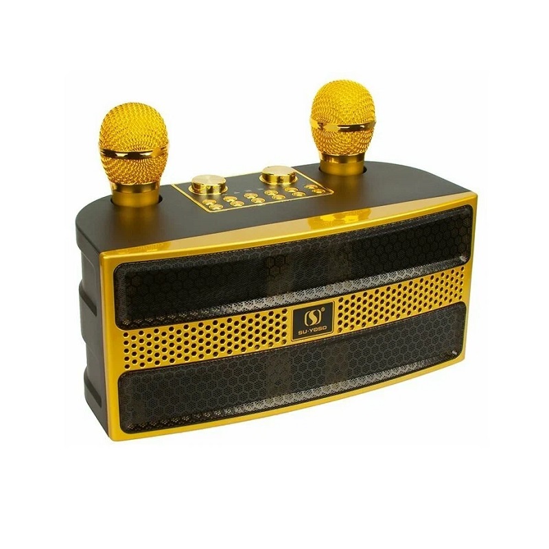 Ασύρματο ηχείο Bluetooth με 2 μικρόφωνα Karaoke – YS-202 – 887165 – Gold Κωδικός: 887165_go