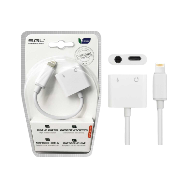 Adapter for iOS 2in1 - Lightning at Jack & Charging Exit - T58 - 096070