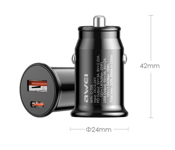Car Lighter Charger - Quick Charger - C706 - Awei - 888421 - Image 2