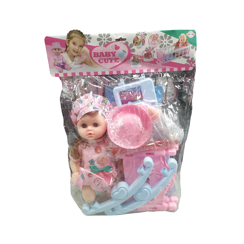 Κούκλα μωρό με κρεβατάκι και αξεσουάρ φροντίδας – K007-30 – 345361 Κωδικός: 345361