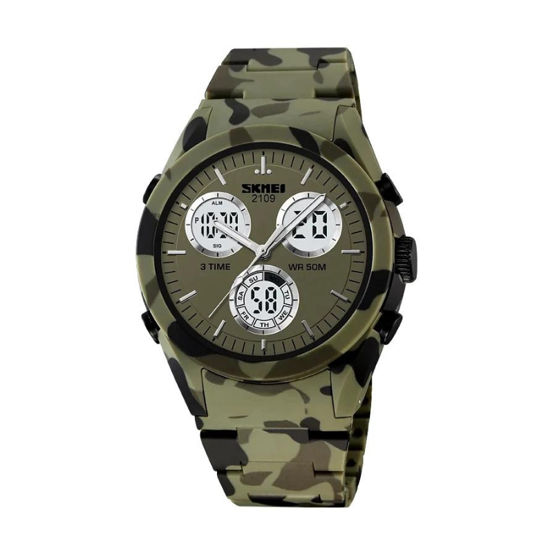 Ψηφιακό/αναλογικό ρολόι χειρός – Skmei – 2109 – Army Green Κωδικός: 221096_ag