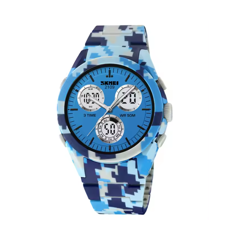Ψηφιακό/αναλογικό ρολόι χειρός – Skmei – 2109 – Army Light Blue Κωδικός: 221096_alb