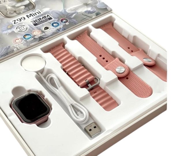 Σετ Smartwatch με 3 λουράκια - Z99 Mini - 064984 - Pink - Image 2