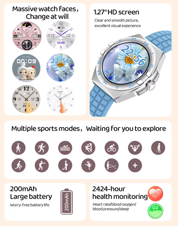 Σετ Smartwatch με 3 λουράκια - LG80 Mini - 065066 - White - Image 3