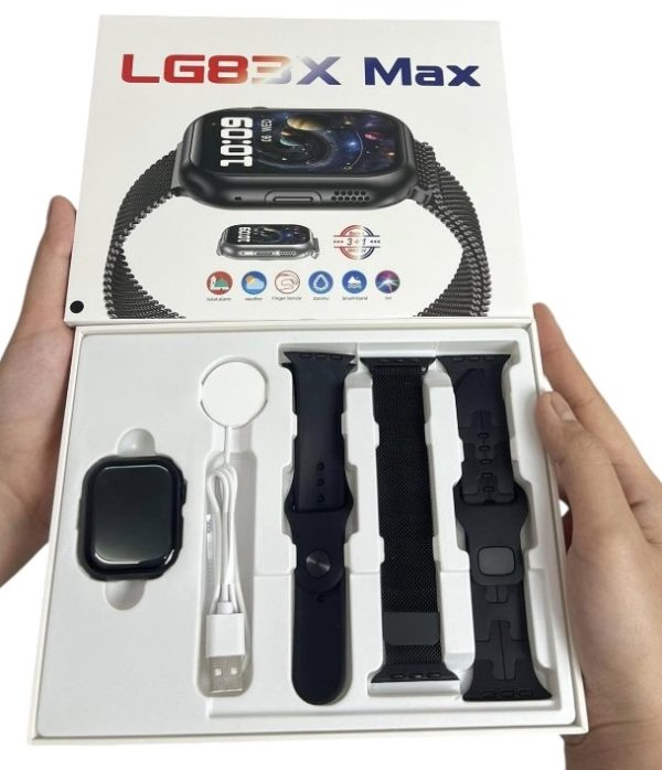 Σετ Smartwatch με 3 λουράκια - LG83X Max - 065196 - Black - Image 2