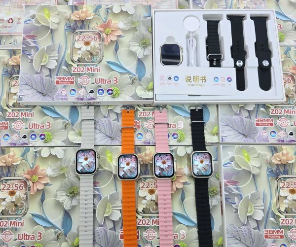 Σετ Smartwatch με 3 λουράκια - Z02 Mini - 064991 - Black - Image 2
