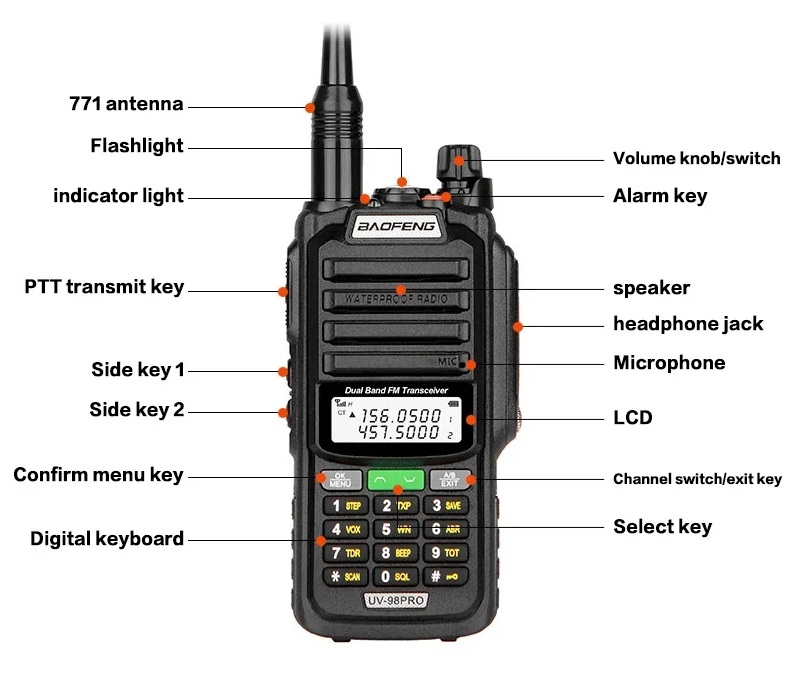 Φορητός πομποδέκτης UHF/VHF - UV98 PRO - Baofeng - 402987 - Orange Φορητός πομποδέκτης UHF/VHF - UV98 PRO - Baofeng - 402987 - Orange